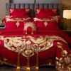 High-End Long-Staple Cotton Wedding 4Pcs Set Chinese Wedding Wedding Kit Big Red Embroidery Pure Cotton Wedding Bedding