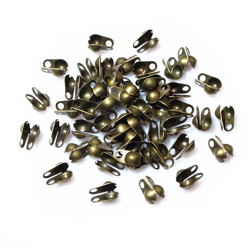 200pcs Fit 1.5/2/2.4/3.2mm Ball Chain Calotte End Crimp Beads Connector Components For DIY Jewelry Making Accessories Findings