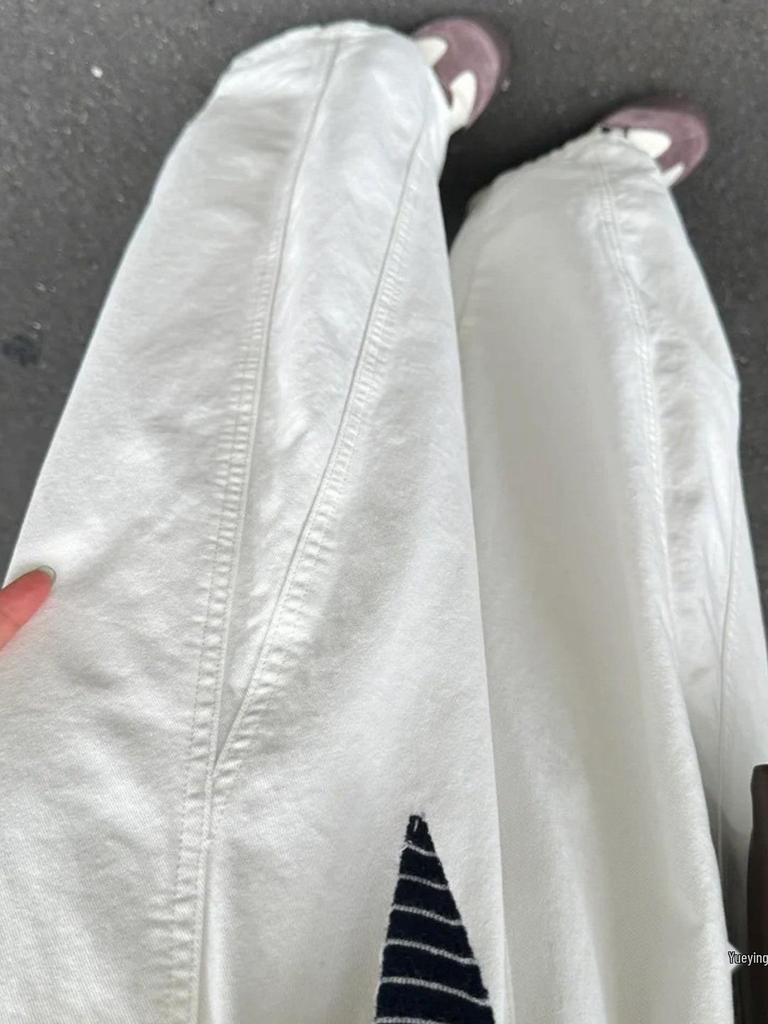 Women's Japanese-Style White Casual Wide-Leg Pants, Plus Size, Loose Drapey Nine-Tenth Balloon Design for Chubby Girls - 2026 Collection
