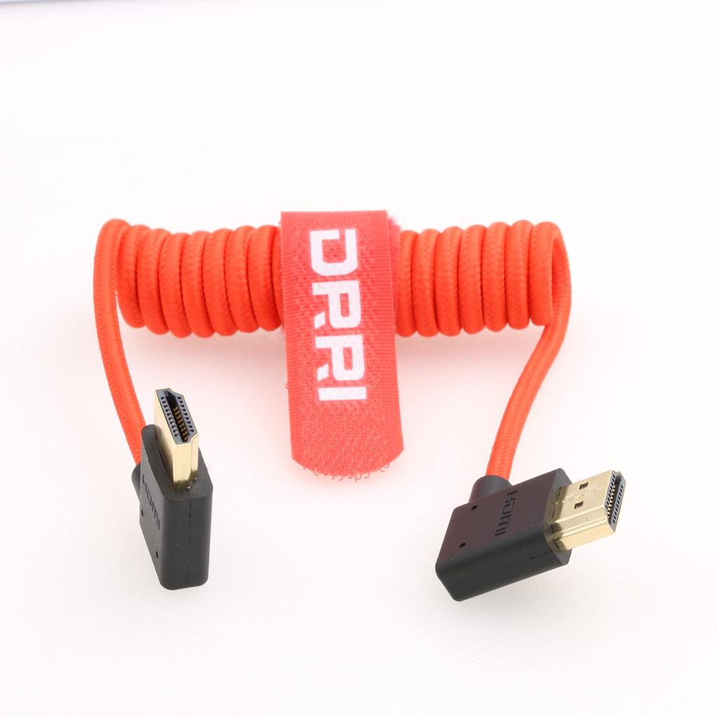DRRI 48Gbps HDMI Left Angle To Right Angle HDMI Ultra High Speed Braided Coiled Cable for Z Cam E2 S6 Nikon Z9 To ATOMOS Ninja V BM5 Monitor 8K/60Hz