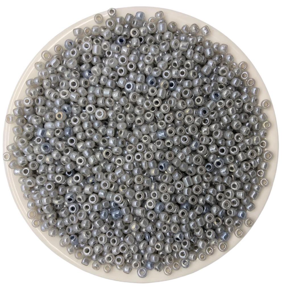 Solid Color 2/3/4mm Glass Seed Beads, Silver Lined, Dyed AB Cream, Round for Handmade Beading & Bracelets.