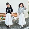 Girls' summer dress 2026 new children's fairy style floating skirt summer big children's white half skirt set