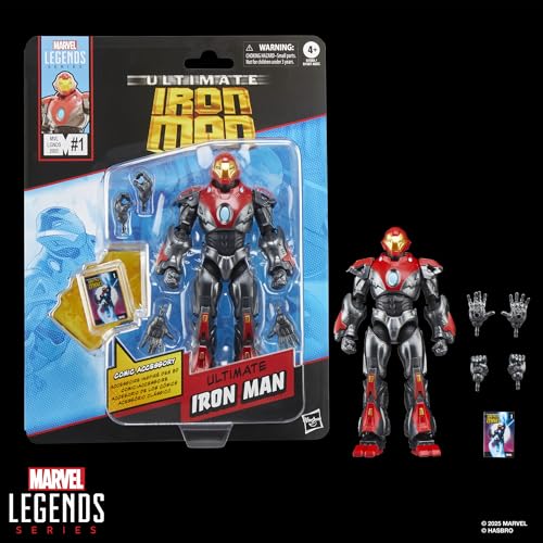 Hasbro Marvel Legends Series Ultimate Iron Man Comic-Based Collectible 15cm Action Figure (Includes Character-Sized Comic Accessory) G1593 Authentic