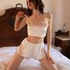 Sexy sex underwear lace breathable suspender split sex fun ice silk two-piece set tube top