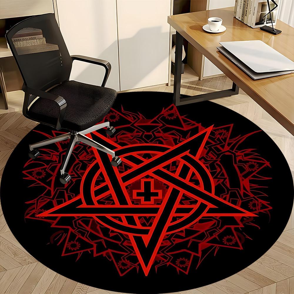 1PC Pentagram Symbol Office Round Area Rug, Indoor Mat Suitable For Office, Under Office Chairs Bedroom Living Room Home Decor, Room DecoT1223058
