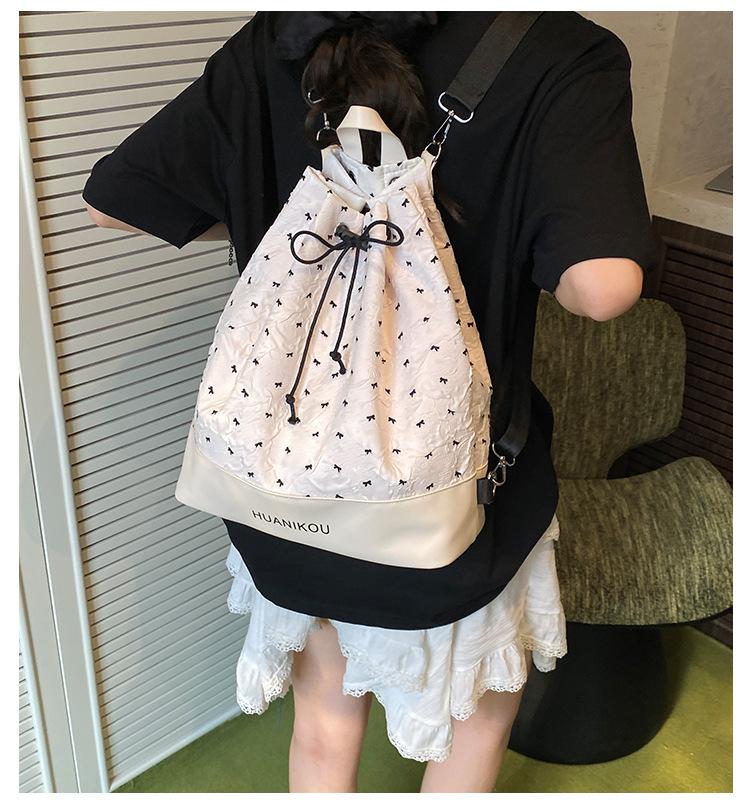 Niche Design Bag Women's Large Capacity 2025 New Summer Canvas Crossbody Bucket Bag Multi-functional Backpack