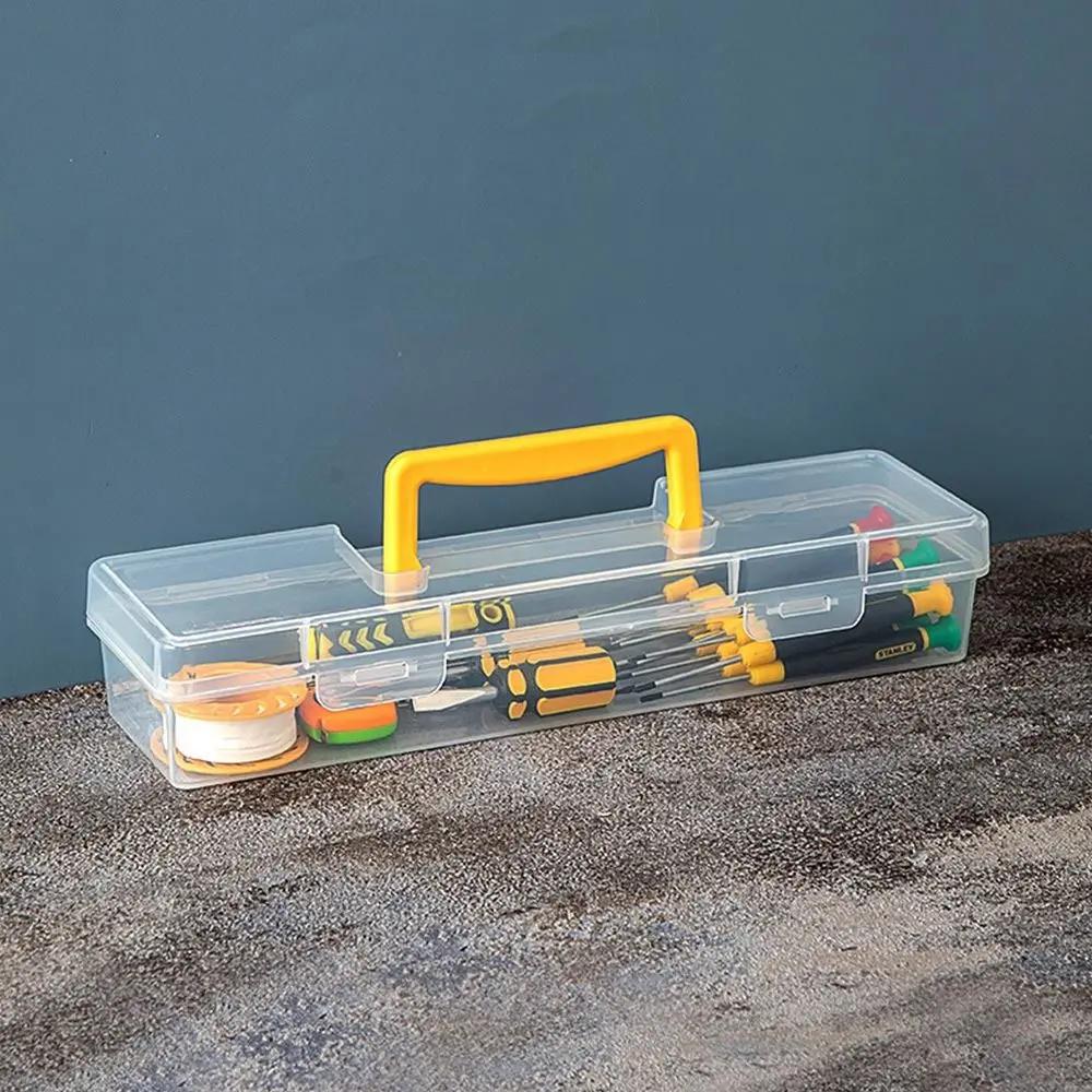 Portable Transparent Hardware Tool Box Multifuntional Empty Toolbox Plastic Parts Box Tool Organizer Household Tool Storage Box