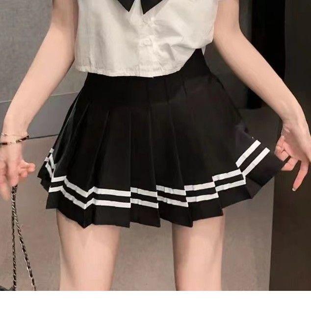 Navy Slimming Academy Style JK Shirt & Pleated Skirt Set XS