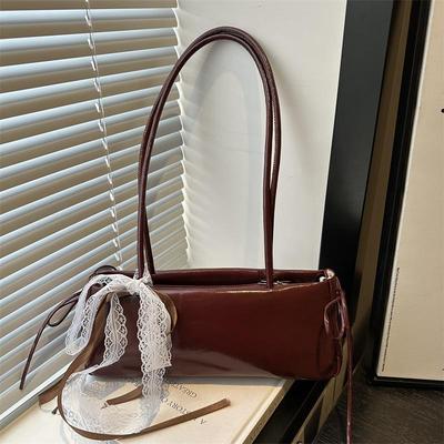 Großes Fassungsvermögen Damen Schleifendesign Lässig und Einfach Pendeltasche Baguette Einzel-Schulter Unterarmtasche