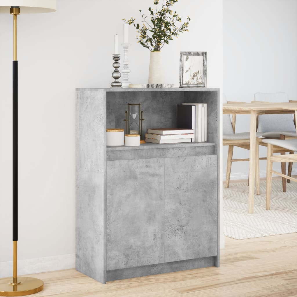Sideboard with LED Lighting Concrete Grey 72 x 34 x 100 cm Engineered Wood