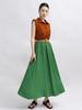 Fei Yuan Women's Retro A-line Draping Skirt with Belt - Versatile Summer Half Skirt