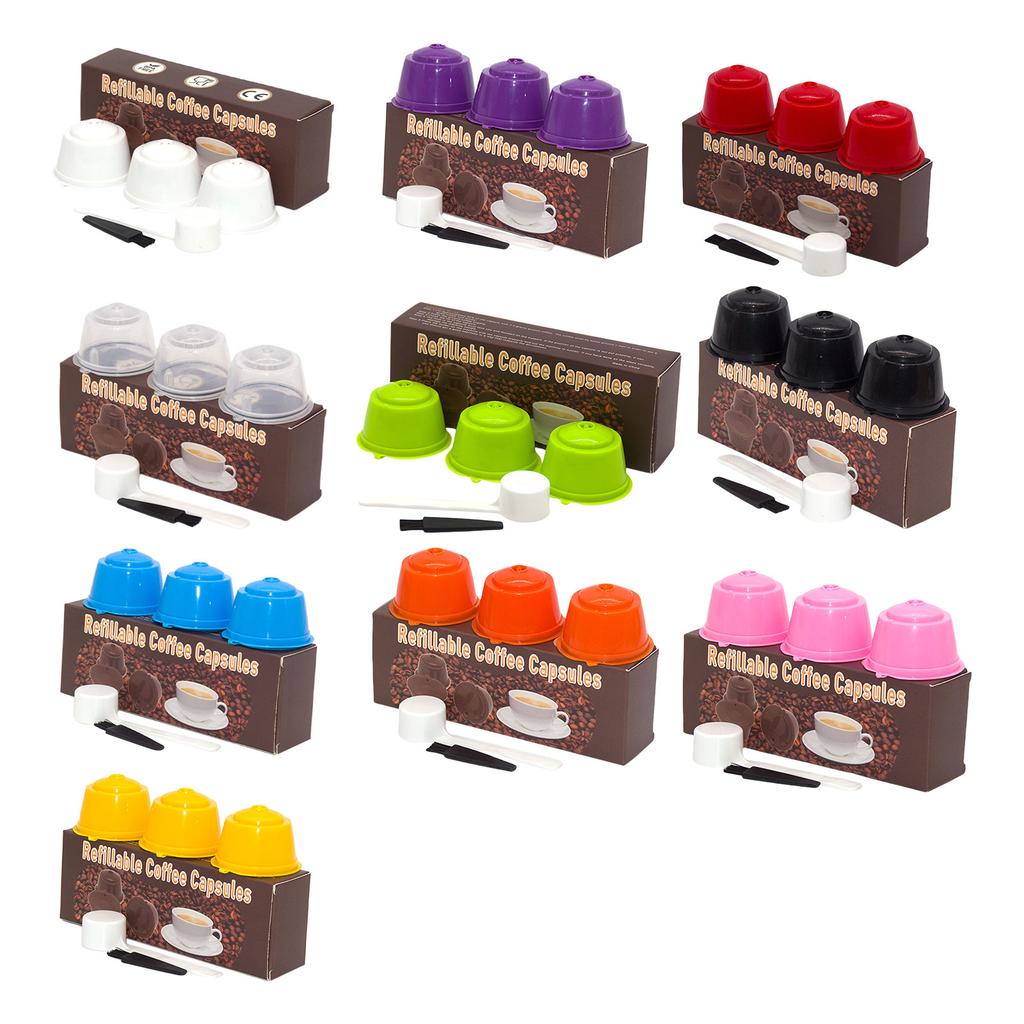 Coffee Filters Cup 3PCS Refillable and Reusable Plastic Texture Various Color for Coffee Lover Effective Coffee Making