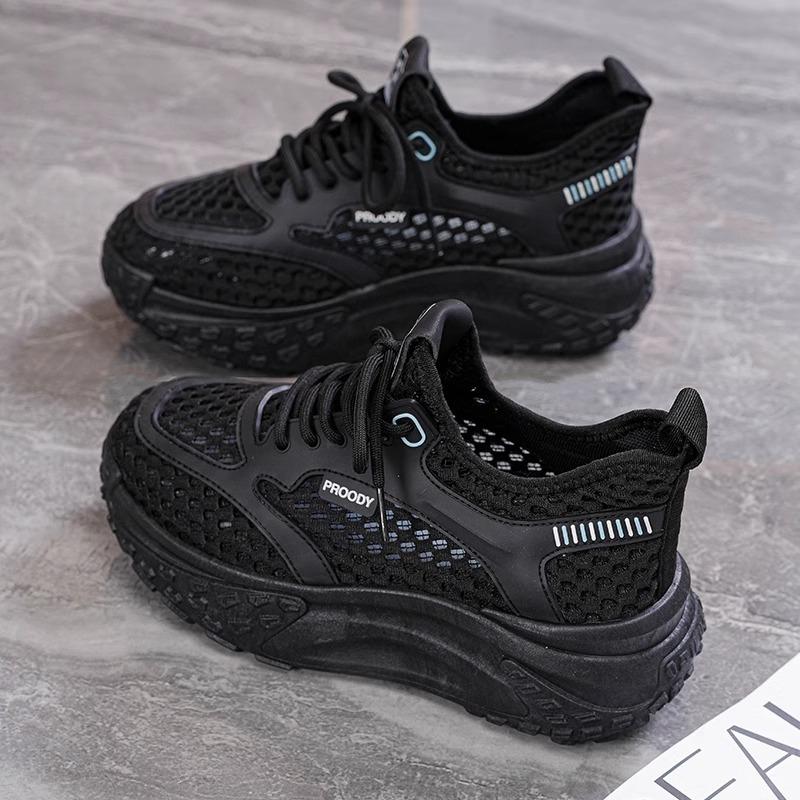 Mesh Breathable Sneakers 2025 Spring and Summer Dad Shoes New Versatile Thick Soles Heightening Super Hot Casual Shoes