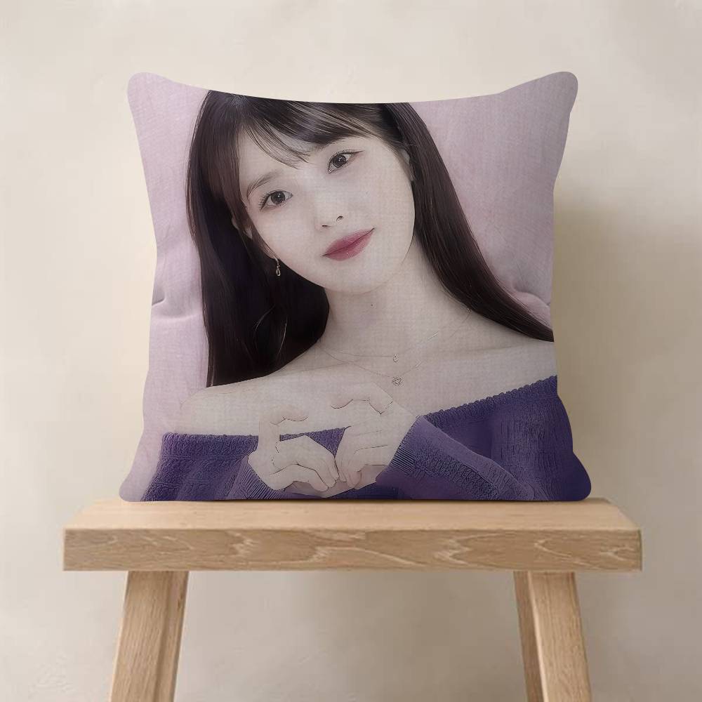 POP Korean Singer I-IU Pillow Covers Cartoon Sofa Decorative Home Double-sided Printing Short Plush Cute Cushion Cover