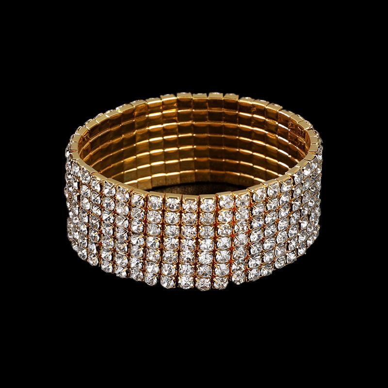 Women's Full Diamond Elastic Bracelet, Fashion Rhinestone Stretch Bangle