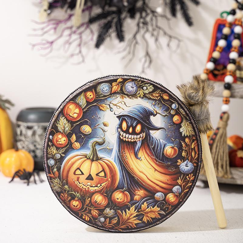 Ghost Festival Decoration Halloween Ghost Pumpkin Drum Shaman Drum Atmosphere Drum Beating Music Drum Undead Drum