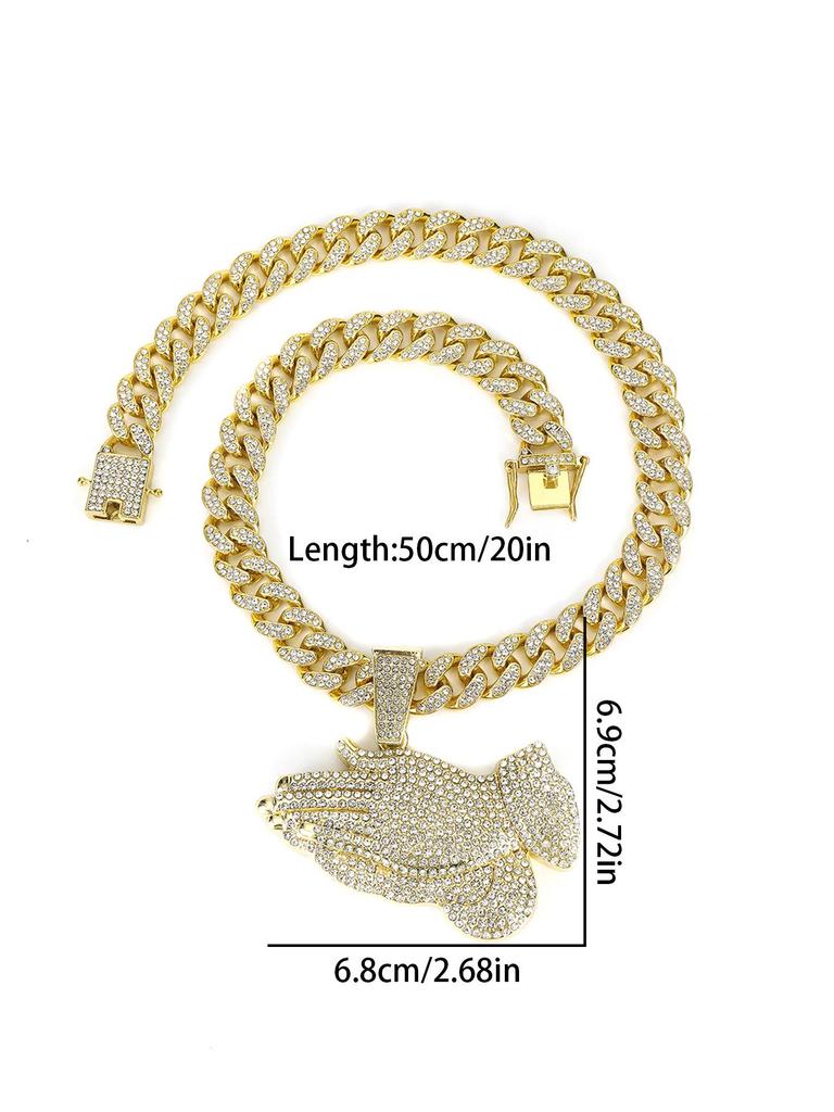 Men's Hip Hop Full Diamond Zinc Alloy Pendant Necklace