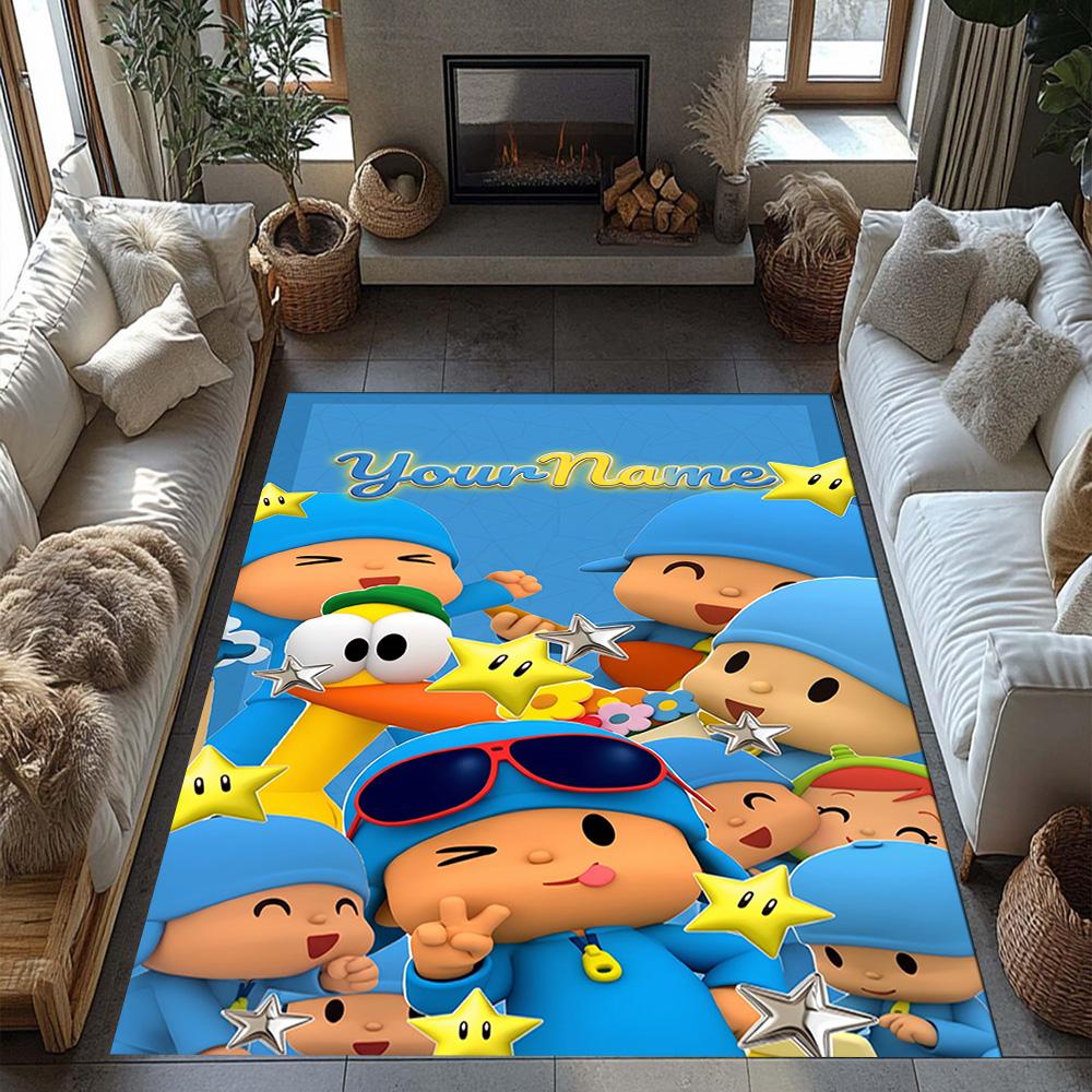 Alfombra Personalizable con Nombre de Pocoyó Adecuada para Exteriores Dormitorio Entrada Pasillo Alfombra Antideslizante Decorar Oficinas Regalo para Festivales
