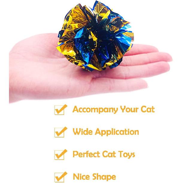 PET SHOW 20 Pcs Cat Crinkle Toy Ball 2.5inch Mylar Cat Pounce Chase Toys Colorful Paper Ball Chase Training Activity for Cats Kittens