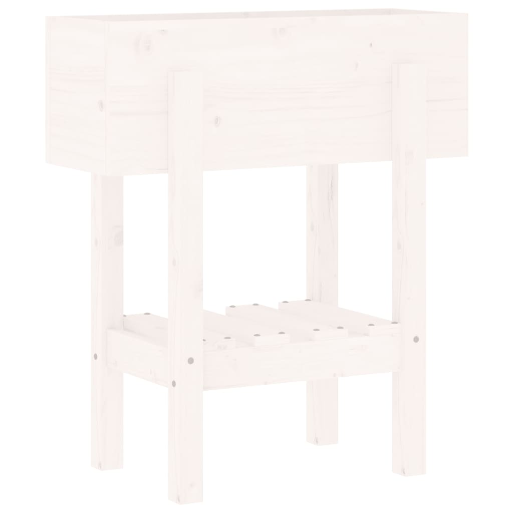 White Plant Pot 62 X 30 X 69 Cm Solid Pine Wood