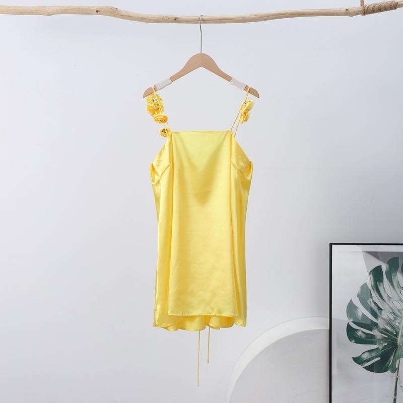 3D Květinové Stuhové Halterové Šaty Květinová Ramínka Barevná Ding Volné Dovolená Pláž Hedvábný Satén Ramínková Krátká Spodnička Šaty