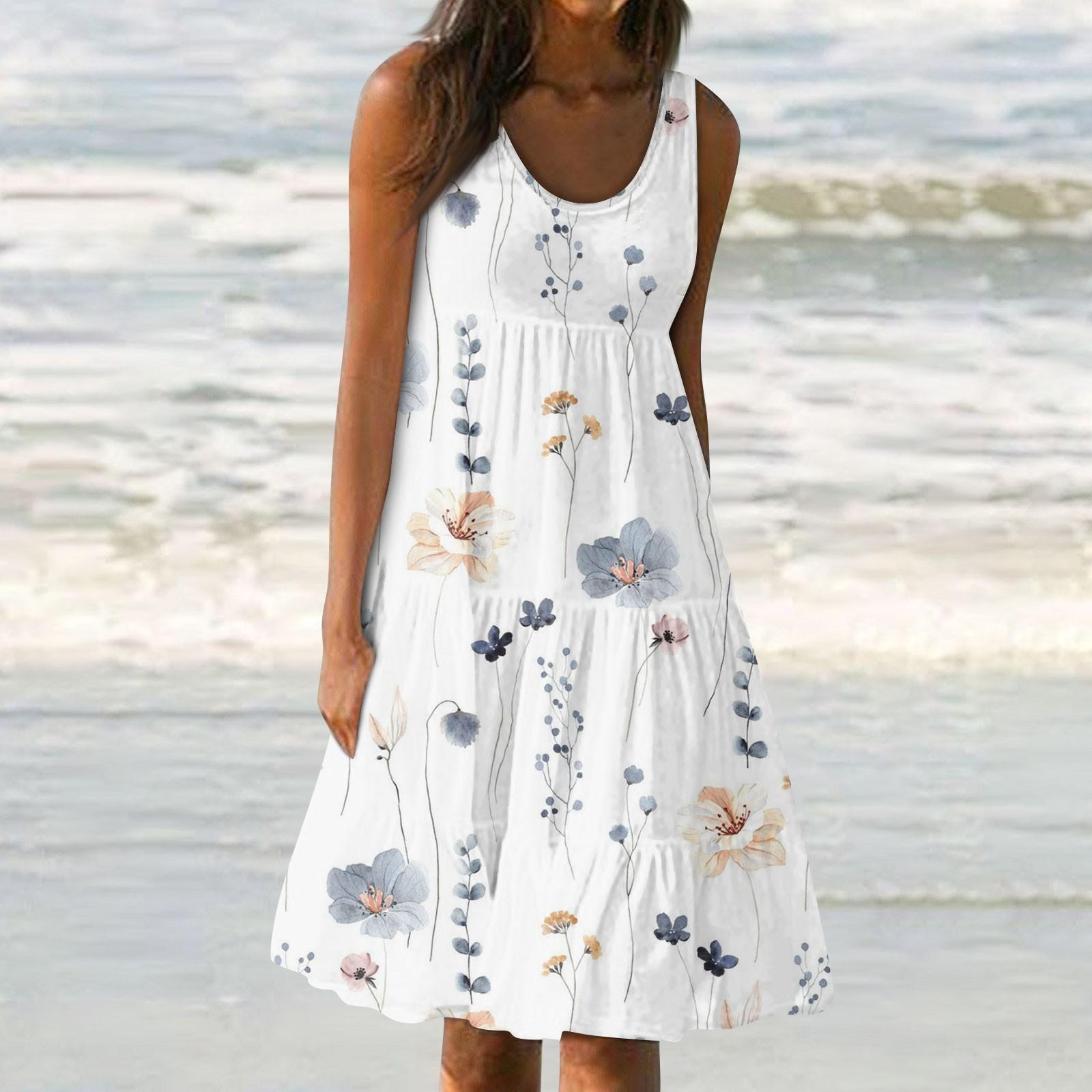 Женские платья-жилеты Лето-весна Плиссированные богемные платья Симпатичные струящиеся — фото 15