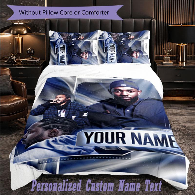 Personalized 3Pcs Bedding SetKendrick Lamar Custom Text Duvet Cover Pillowcase Set Bedroom Gift