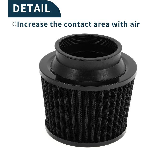 Engine Air Filter 76mm High Flow Cylinder Clamp-On Cold Air Intake Filter Closed-Top Cool Air Filter Cleaner 1 Clamp Black for Car