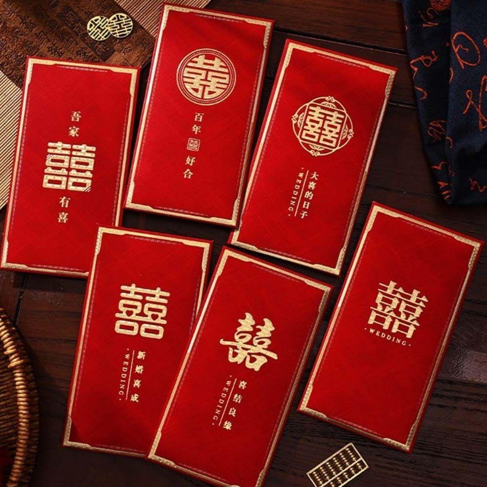6pcs Chinese Style 2026 Horse Year Red Envelope Paper Money Pockets  For Chinese New Year
