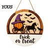 Handmade Wood Sign Halloween Layered Round Door Hanger, 3D Pumpkin Ghost Owl Welcome Sign, Front Porch Seasonal Plaque Farmhouse Wall Hanging