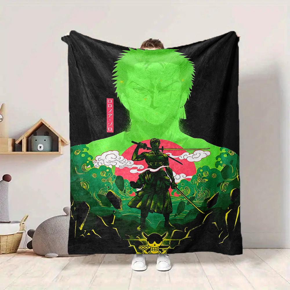 1pc One Piece Roronoa Zoro Cozy Print Blanket Lightweight Warm Flannel Throw Blanket For Sofa, Bed, Living Room