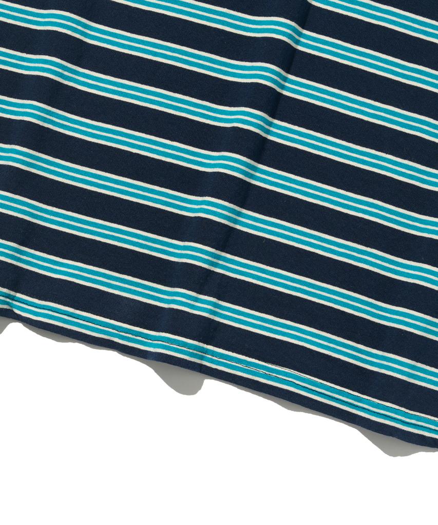 TAILOR STUDIO Classic Striped Short Sleeve T-Shirt (Navy/Mint)