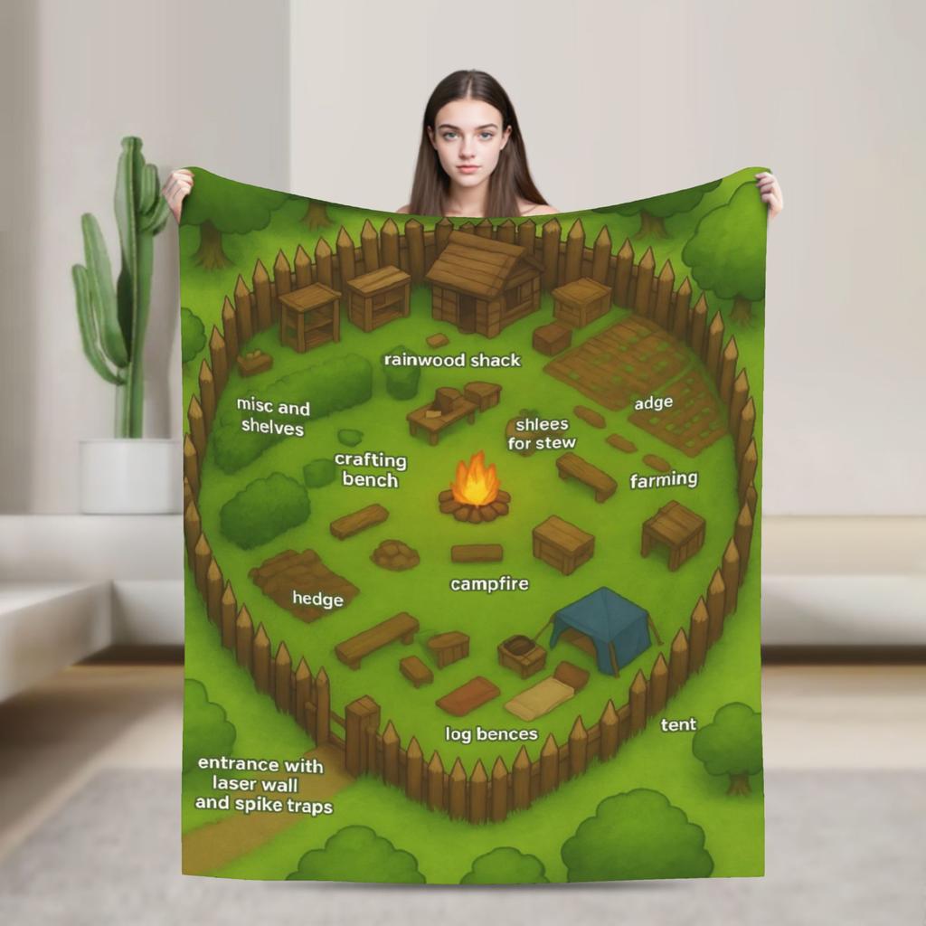 99 Nights in the Forest Base Ideas Blankets Survival Game Flannel Novelty Breathable Throw Blankets for Home All Season Office