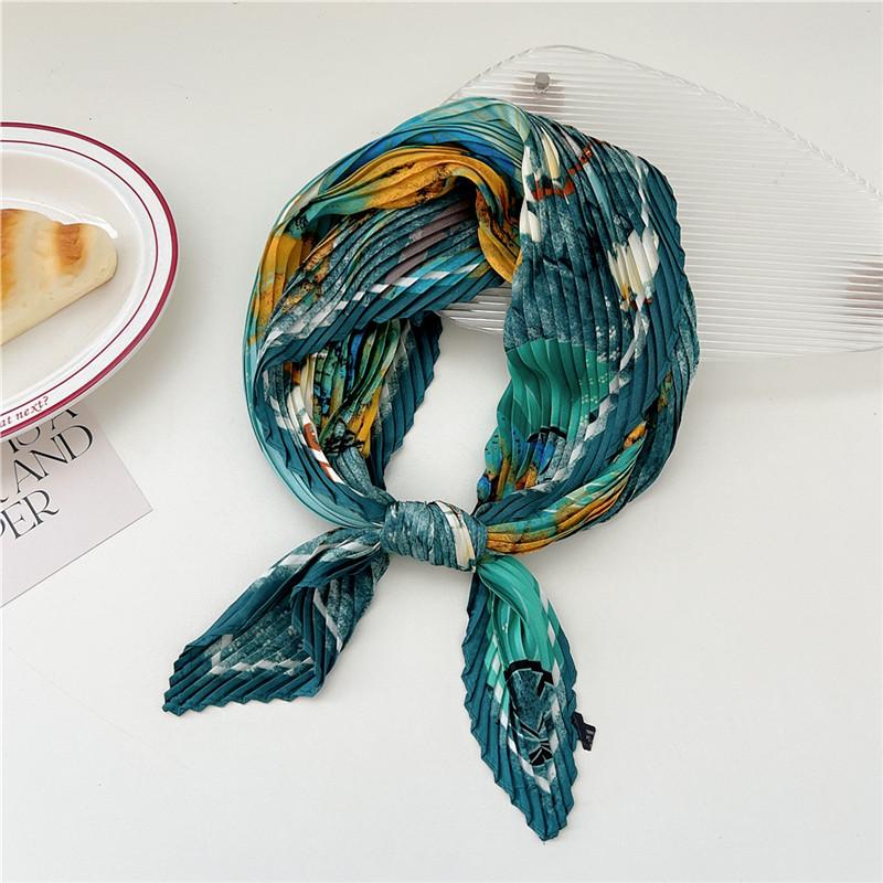 70cm Crumpled Scarf Kerchief Print Square Scarves Women DIY Hair Band Ribbon Headscarf Bandanas Headband Neck Wraps Neckerchief