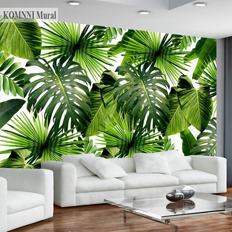 3D fototapeta Tapeta tropického deštného pralesa Banana Leaf Fototapeta Moderní fototapeta na pozadí