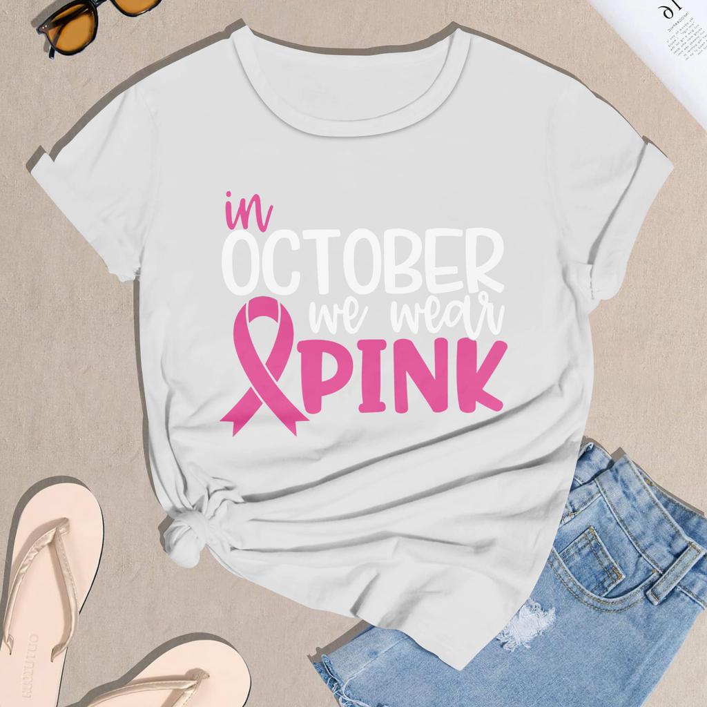 Women's Casual Halloween Breast Print T-Shirt Round Neck Pullover Short Sleeve Top