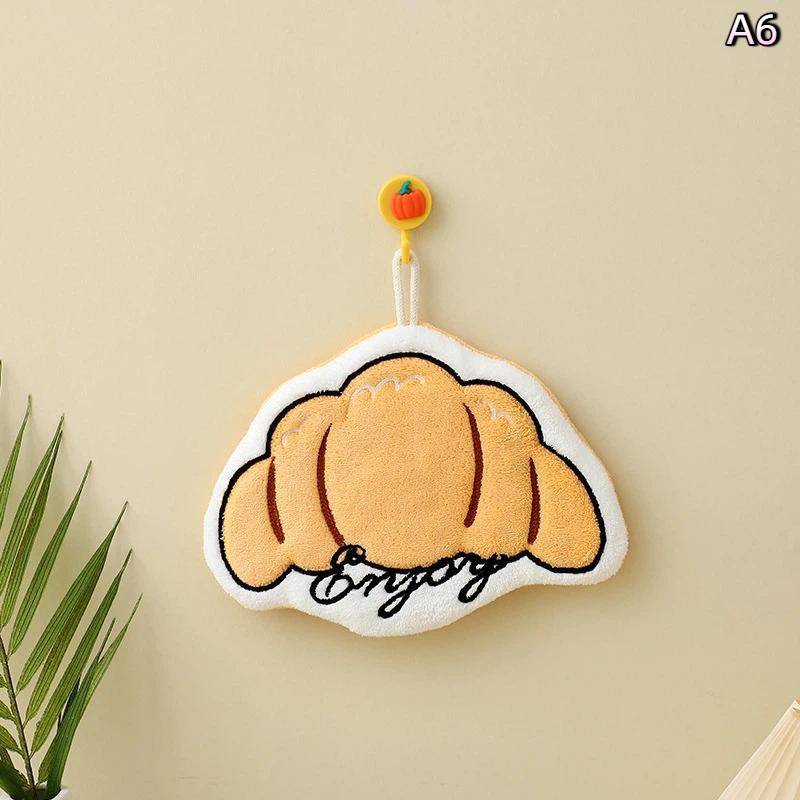 

Cartoon Cute Coffee Cake Shape Hanging Towels Absorbent Hand Cloth Soft Quick Drying For Kitchen Bathroom Household Hand Towel