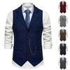Gilet Décontracté pour Homme avec Revers Vintage et Décoration Chaîne pour un Style Quotidien