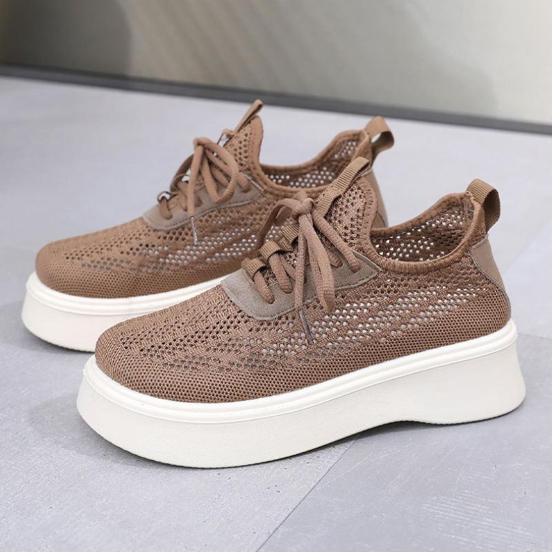 Summer Breathable Women's Casual Shoes New Mesh Ankle Platform Sneakers Comfortable Soft Sole Wear-resistant Walking Shoes 2025