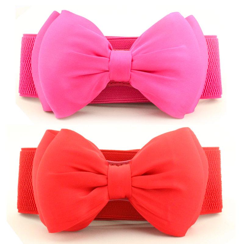 Women's Chiffon Dress with Elastic Belt and Big Bow - Fashionable and Sweet One-Piece