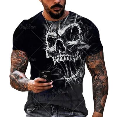 Vintage Horror Schädel 3d Druck männer T-shirt Sommer Klassische Casual O Hals Kurzarm Mode Lose Übergroßen Tops T Shirt männer