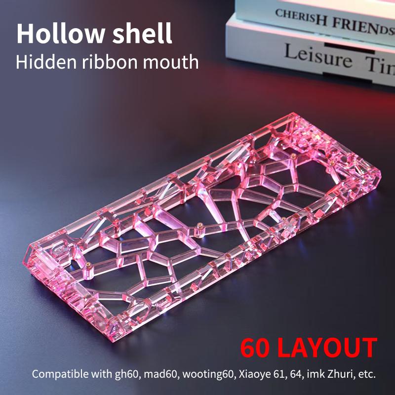 GH60 Hollow Transparent Keyboard Shell, Universal 60% Layout Case For Mechanical Keyboard DIY Custom Accessories