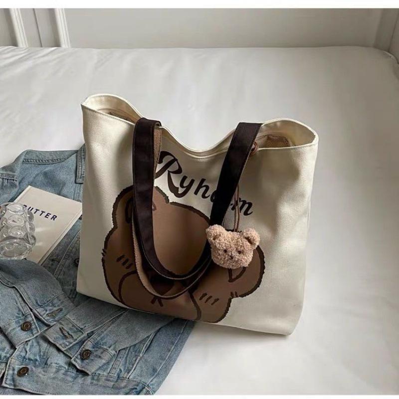 Japanese Style Cartoon Canvas Tote: Large Capacity Single Shoulder Bag for Students