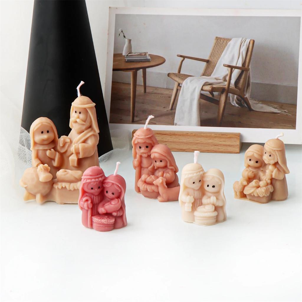 3D Nativity Scene Silicone Mold Mini Scented Candle DIY Craft Home Decor Handmade Religious Art Mold Candle Making Supplies