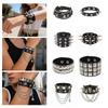 Unisex Vintage PU-Leder Punk Armband Hip Hop Rock Nieten Spikes Nietenbesetzt Breite Manschette Gothic Armband Schmuck Geschenke für Männer Frauen