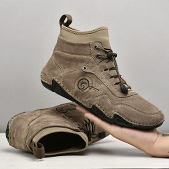 Plus Size Men's High-Top Casual Martin Boots - Warm Cotton Lined for Autumn and Winter