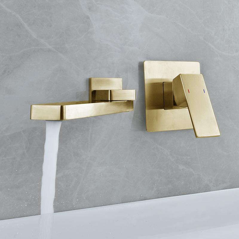 Wash Basin Bathroom Faucet Hot And Cold Water Wall Mount Mixer Sink Tap Swivel Spout Bath With Modern Single Lever Handle