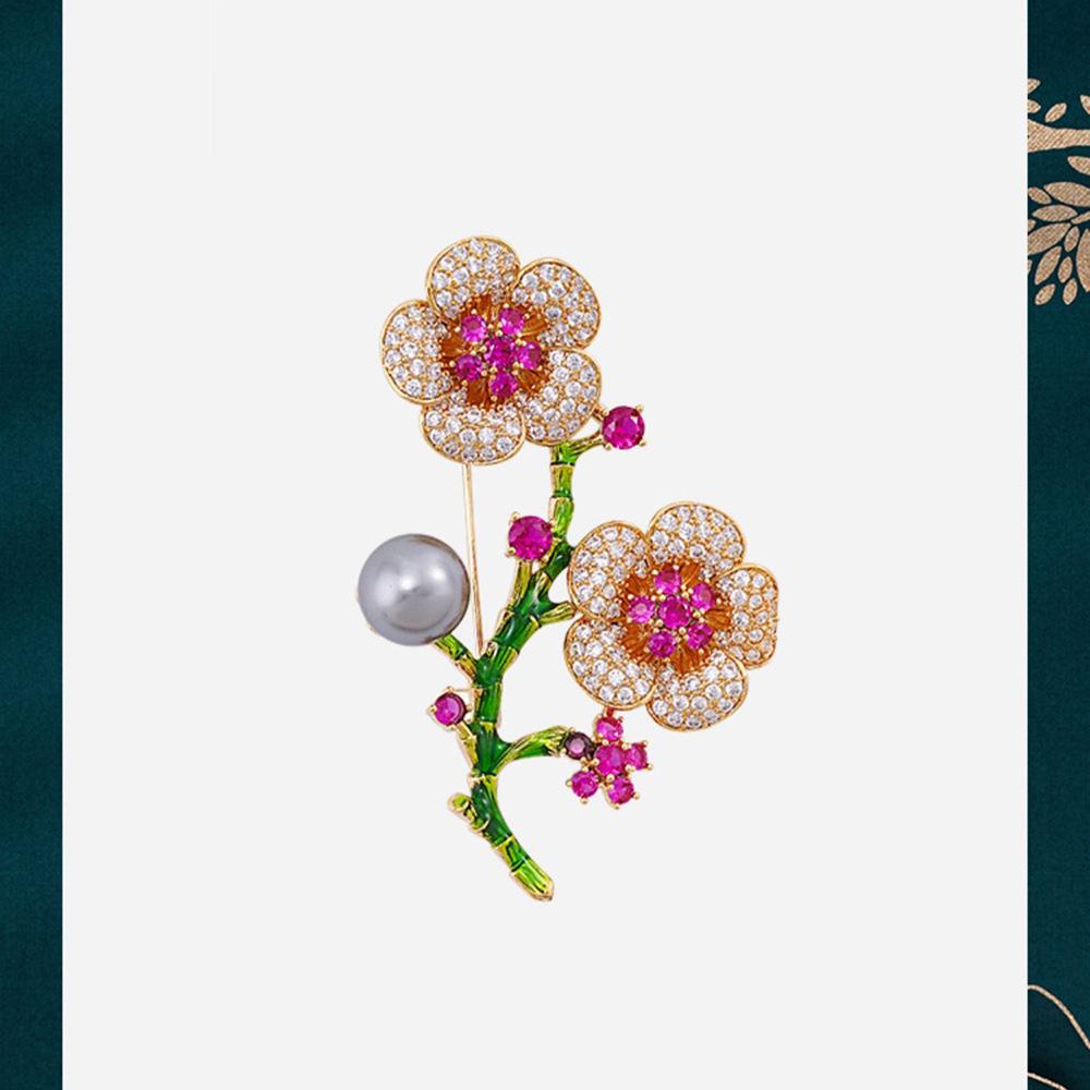 

Темпераментная брошь в виде персикового цветка, высококачественная женская нежная брошь с жемчугом, нишевый дизайн, булавка с цветком, аксессуары для костюма