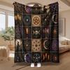 Mystic Witchcraft Symbols, for Spiritual Seekers, Soft Cozy Blanket, Pentagram Moon Candles Design, Multi-Purpose Home Decor Gif