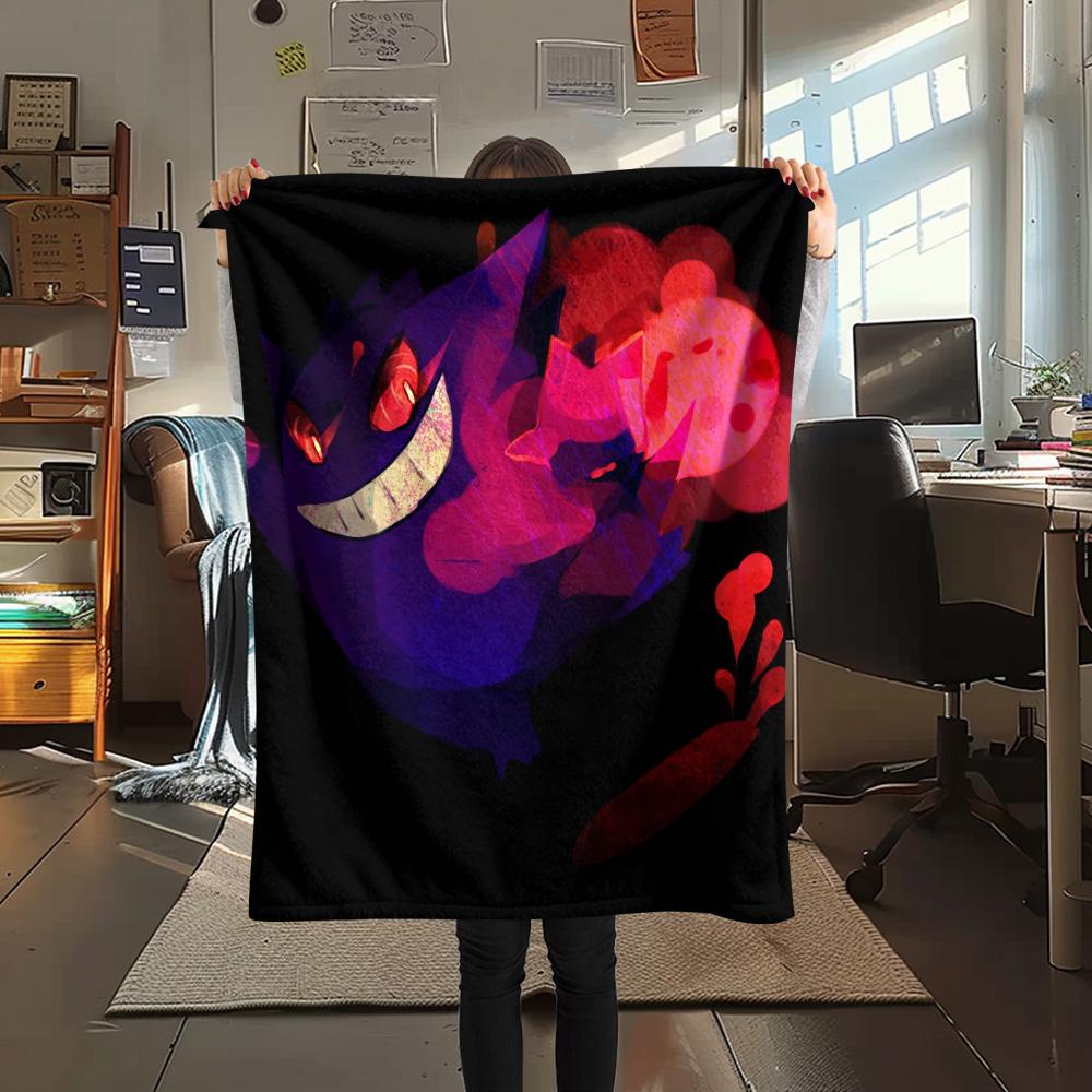 Gengar  Print Flannel Blanket, High Quality Comfortable for All Seasons, Home Decor, Warmth and Comfort